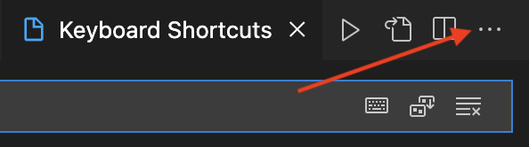 Special menu at the top-right corner of VS Code. Clicking the three dots will make multiple options appear.