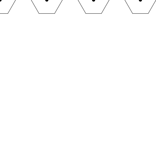 Single straight row of hexagons drawn to the HTML canvas.