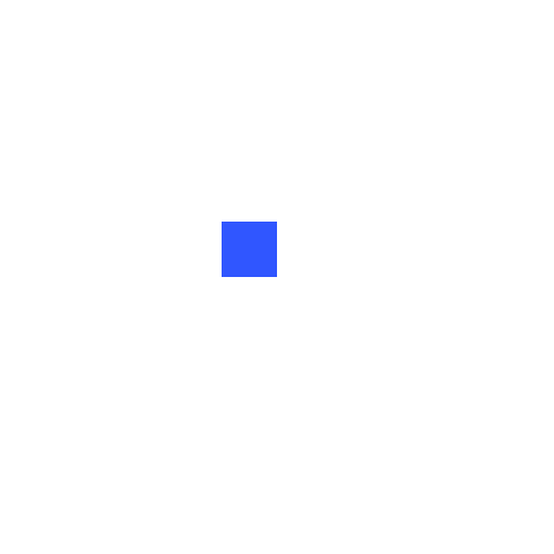 2D HTML canvas with a blue square drawn at position (200, 200).