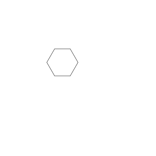 Hexagon drawn to the HTML canvas with an origin point located at (200, 200).