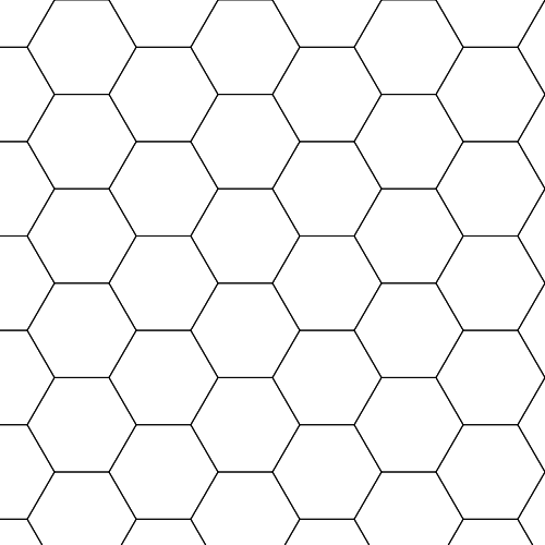 Grid of hexagons drawn to the HTML canvas.