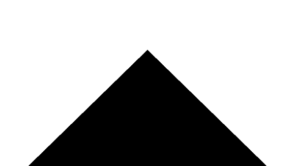 Shadertoy canvas displaying the top half of a diamond, colored in black. The canvas is white elsewhere.