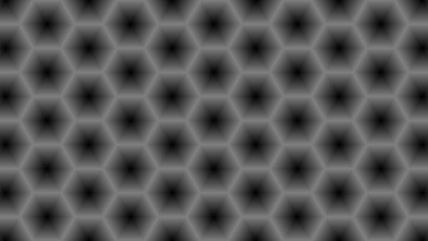 Shadertoy canvas displaying a grid of hexagons. The color of each hexagon starts as black in the center and transitions to white as we move toward the sides and corners of the hexagon.