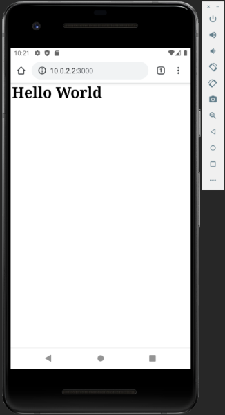 Hello World being displayed by accessing localhost of host machine inside Android emulator