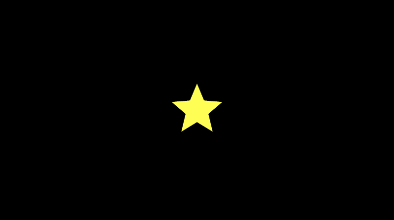 Canvas with a black background and yellow five-pointed star in the middle.