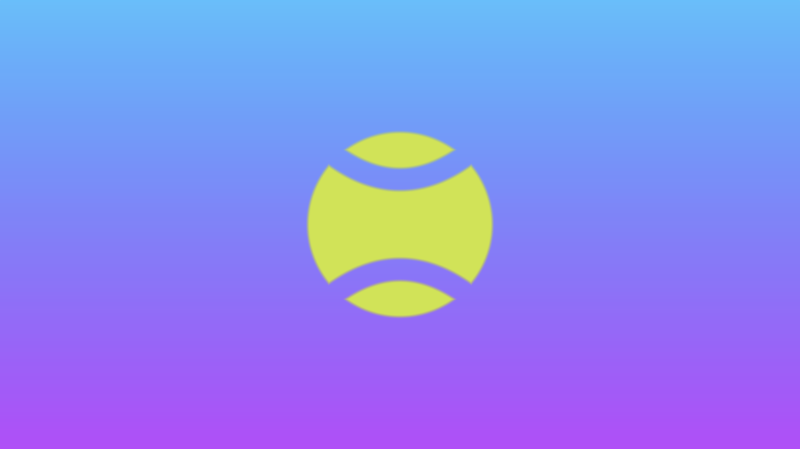 Canvas with a gradient background ranging from shades of purple at the bottom to shades of cyan at the top. A yellow-green circle is drawn to the center of the canvas. Two bezier curves were cut out of the shape, making the circle resemble a tennis