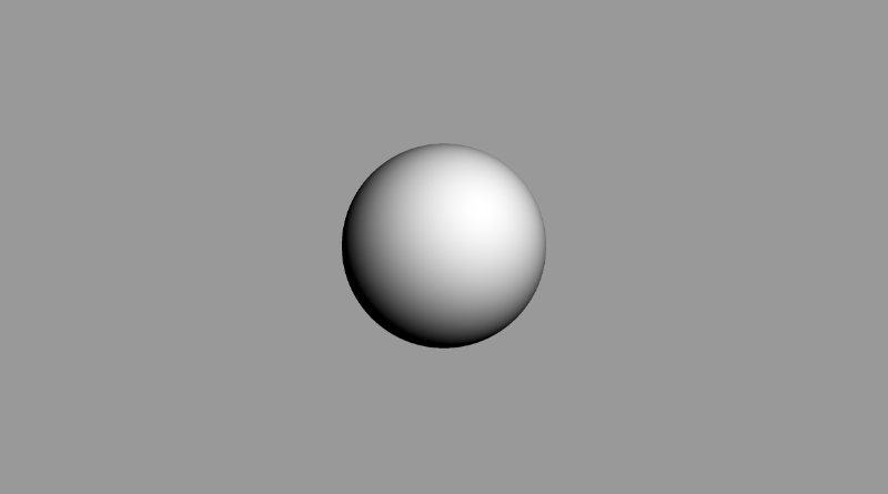 Canvas with a gray background and gray sphere in the center. The sphere is illuminated from the top-right, causing shadows on the bottom-left.
