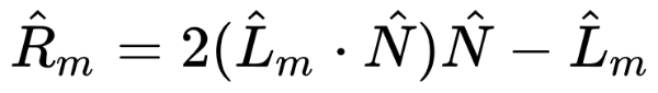 Equation for the reflected ray vector.