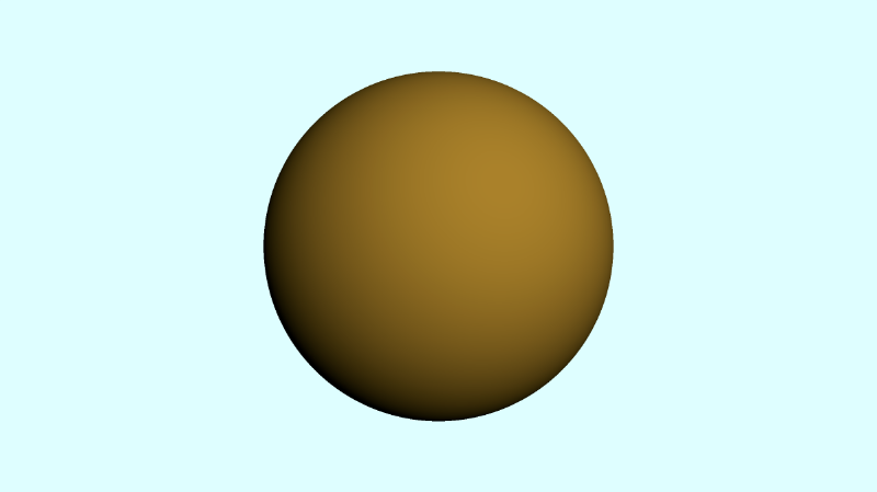 Canvas with a light blue background and brownish orange sphere in the center.