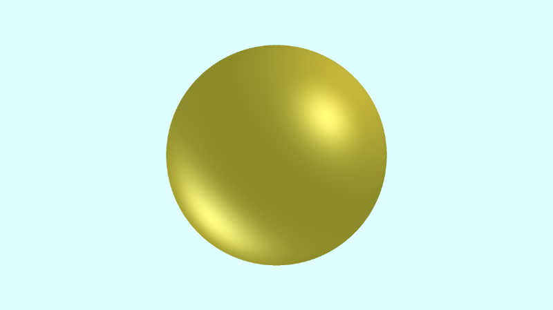 Canvas with a light blue background and a yellow sphere in the center. The light is hitting the top-right of the sphere and bottom-left edge of the sphere, causing it to appear brighter in those spots.