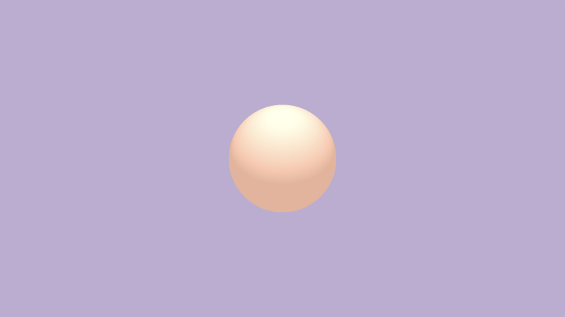 Shadertoy canvas with a bright purple background. A white sphere with a tint of orange is drawn to the center of the canvas.