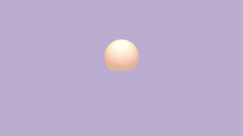 Shadertoy canvas with a bright purple background. The result of the bottom sphere being subtracted from the top sphere is drawn to the canvas. It is colored white with an orange tint.