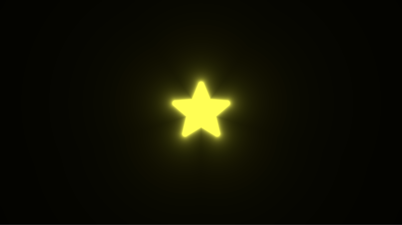 Glowing yellow star with black background.